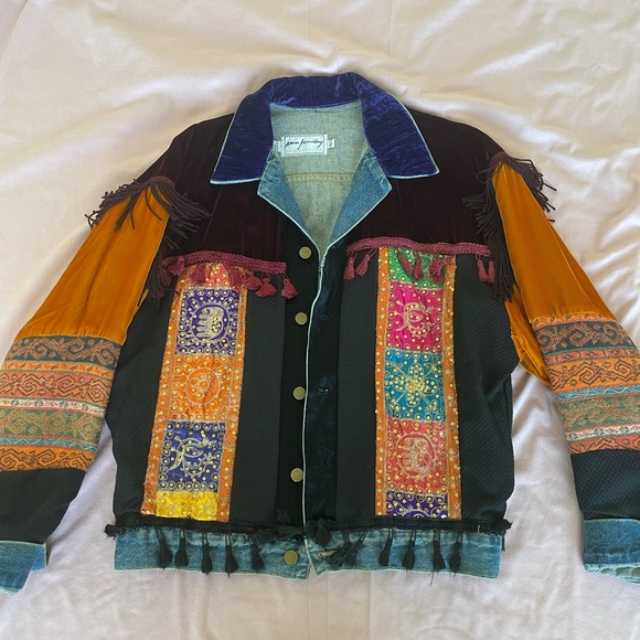 Vintage 1990's by designer Ann Ferriday one of a kind denim embellished jacket - Picture 3 of 9